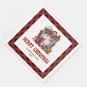 Cowboy Christmas napkins red black tartan design Servet (Hoek)