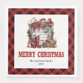 Cowboy Christmas napkins red black tartan design Servet (Voorkant)