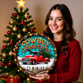 Cowboy Christmas Red Truck Grote Klok