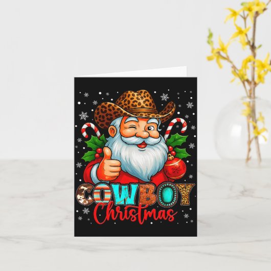 Cowboy Christmas Santa Pajamas Xmas Men Boy Kids O Kaart (Gele Bloem)