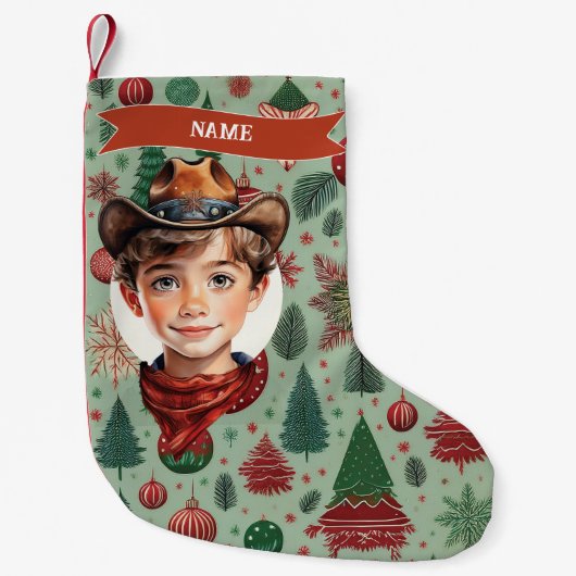 Cowboy Christmas Stocking Kleine Kerstsok (Voorkant)
