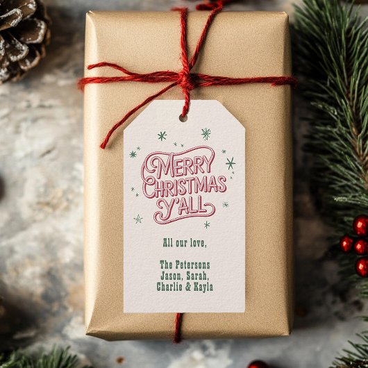 Cowboy Christmas Western Vrolijk Kerstfeest Y'all Cadeaulabel