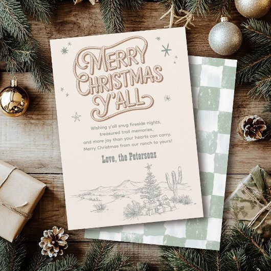 Cowboy Christmas Western Vrolijk Kerstfeest Y'all Feestdagenkaart