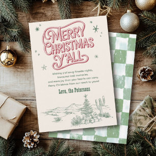 Cowboy Christmas Western Vrolijk Kerstfeest Y'all Feestdagenkaart