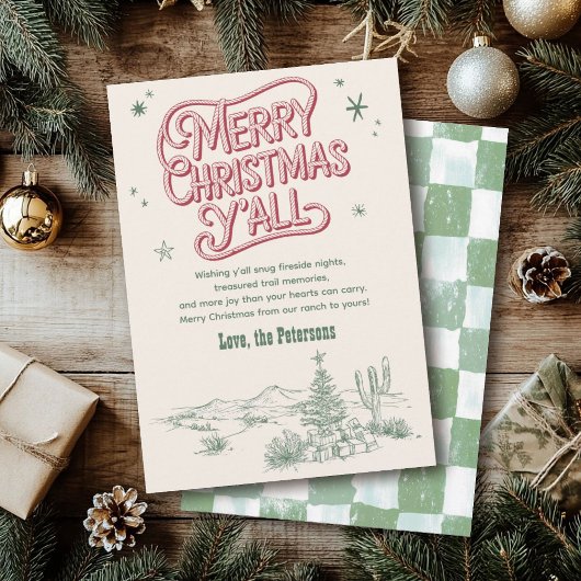 Cowboy Christmas Western Vrolijk Kerstfeest Y'all Feestdagenkaart