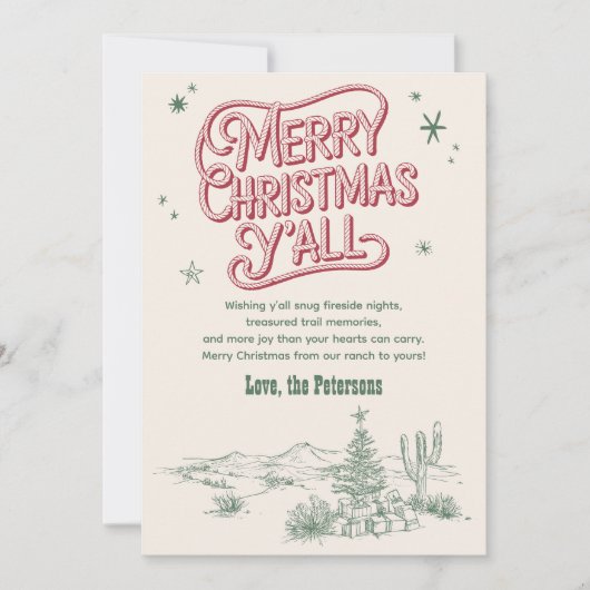 Cowboy Christmas Western Vrolijk Kerstfeest Y'all Feestdagenkaart (Voorkant)