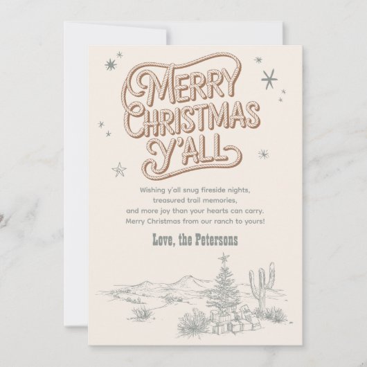 Cowboy Christmas Western Vrolijk Kerstfeest Y'all Feestdagenkaart (Voorkant)