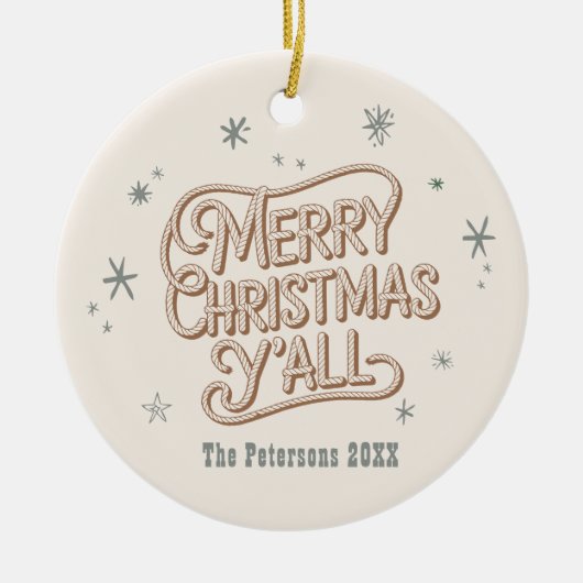 Cowboy Christmas Western Vrolijk Kerstfeest Y'all Keramisch Ornament (Voorkant)