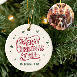 Cowboy Christmas Western Vrolijk Kerstfeest Y'all Keramisch Ornament