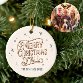 Cowboy Christmas Western Vrolijk Kerstfeest Y'all Keramisch Ornament
