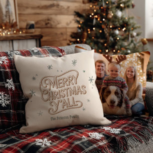 Cowboy Christmas Western Vrolijke Kerstfoto Kussen