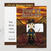 Cowboy & Chuck Wagon Party Invite Kaart (Voorkant / Achterkant)