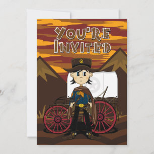 Cowboy & Chuck Wagon Party Invite Kaart
