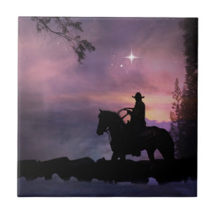"Cowboy Church" Art Tile Tegeltje
