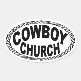 Cowboy Church Euro Style Ovale Sticker