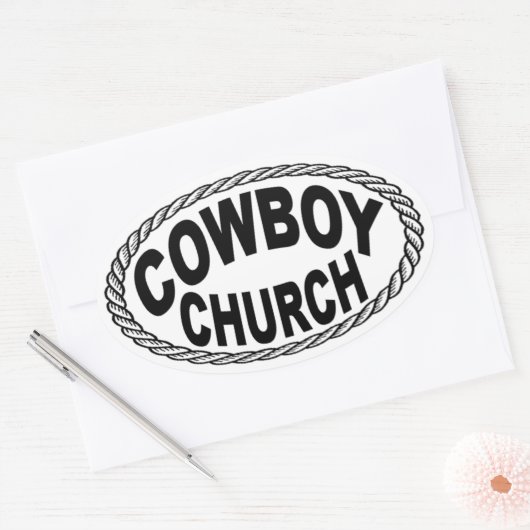 Cowboy Church Euro Style Ovale Sticker (Envelop)