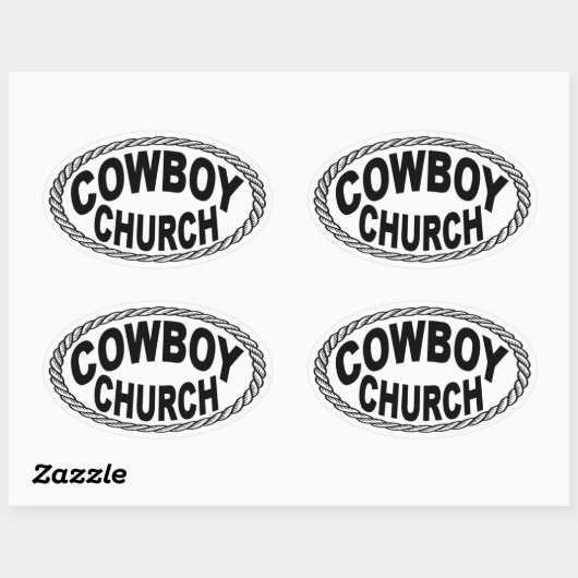 Cowboy Church Euro Style Ovale Sticker (Vel)