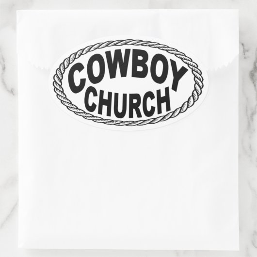 Cowboy Church Euro Style Ovale Sticker (Tas)