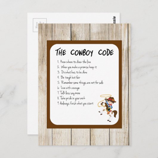 Cowboy-code Briefkaart (Voorkant / Achterkant)