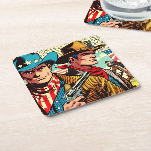 Cowboy Comics Kartonnen Onderzetters (Schuin)