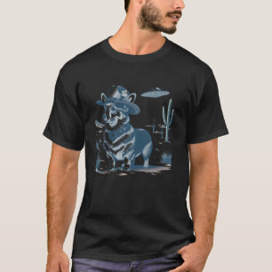 Cowboy Corgi UFO Grappige Kat Cadeaus Voor Mannen  T-shirt
