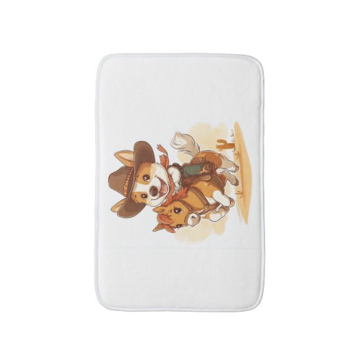 Cowboy Corgi � Western Rodeo Dog Badmat (Voorkant Verticaal)