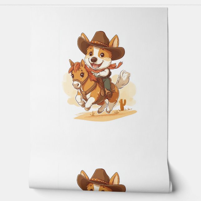 Cowboy Corgi - Westerne Rodeo Dog Behang (Afrollen)