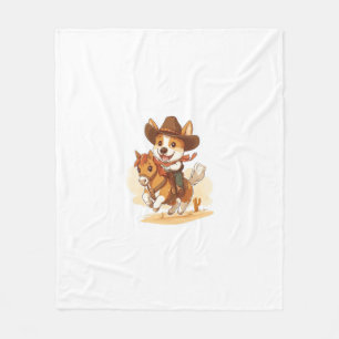 Cowboy Corgi - Westerne Rodeo Dog Fleece Deken