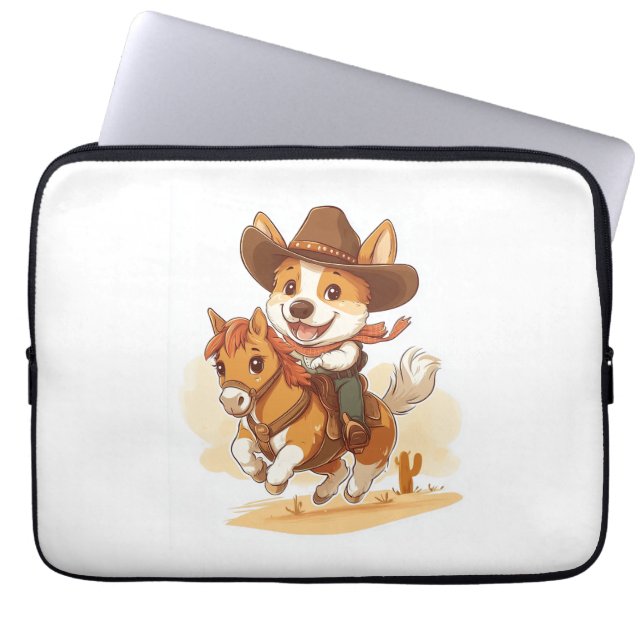 Cowboy Corgi - Westerne Rodeo Dog Laptop Sleeve (Voorkant)