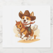 Cowboy Corgi - Westerne Rodeo Dog Sparkling Wijnetiket (Enkel label)