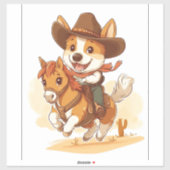 Cowboy Corgi - Westerne Rodeo Dog Sticker (Vel)