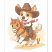 Cowboy Corgi - Westerne Rodeo Dog Sticker (Voorkant)