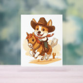 Cowboy Corgi – Westerse Rodeo Hond Acryl Bord (Neutraal)