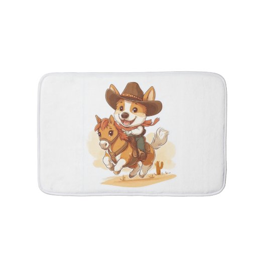 Cowboy Corgi � Westerse Rodeo Hond Badmat (Voorkant)