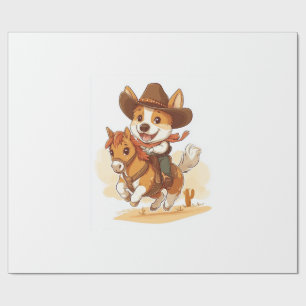 Cowboy Corgi � Westerse Rodeo Hond Cadeaupapier