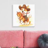 Cowboy Corgi � Westerse Rodeo Hond Canvas Afdruk (Insitu (Woonkamer))