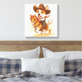 Cowboy Corgi � Westerse Rodeo Hond Canvas Afdruk (Insitu (Slaapkamer))