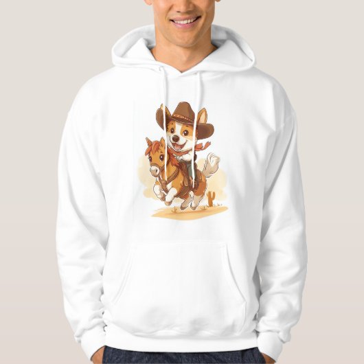 Cowboy Corgi � Westerse Rodeo Hond Hoodie (Voorkant)