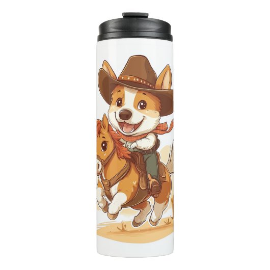 Cowboy Corgi � Westerse Rodeo Hond Thermosbeker (Voorkant)