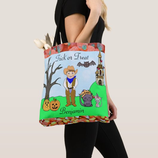 Cowboy Costume Halloween van trick or treat Boy Tote Bag (Dichtbij)