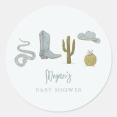 Cowboy Country Baby shower Favor Ronde Sticker (Voorkant)