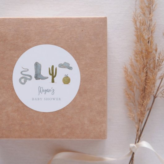Cowboy Country Baby shower Favor Ronde Sticker