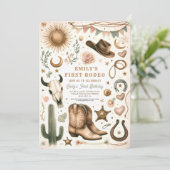 Cowboy Country Eerste Rodeo Eerste Verjaardag 1e Kaart (Staand voorkant)