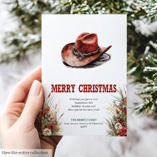 Cowboy country kerst wenskaart ontwerp feestdagenkaart