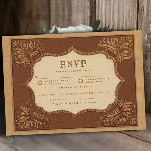 Cowboy Country Leren Bruiloft RSVP