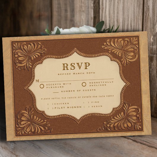 Cowboy Country Leren Bruiloft RSVP