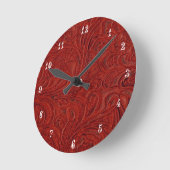 Cowboy Country Red Tooled lether look Clock Ronde Klok (Hoek)