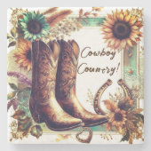 Cowboy Country Rustiek Western Stenen Onderzetter (Voorkant)
