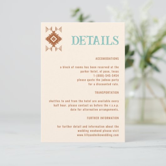 Cowboy Country West Bruiloft Details Behuizing Kaa Informatiekaartje (Staand voorkant)