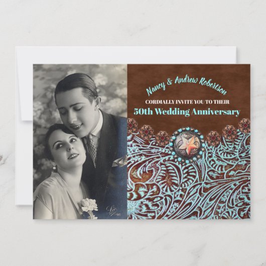 cowboy country western 50ste trouwdag kaart (Voorkant)